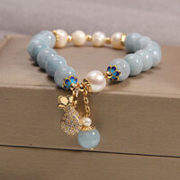 1953 Lần Mua Lại Vòng Tay Aquamarine Tự Nhiên Nữ Phong Cách Thoáng Mát Niche Thiết Kế Vòng Tay Pha Lê Phiên Bản Hàn Quốc Hợp Thời Trang Bạn Gái Chị Em Quà Tặng Sinh Nhật