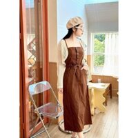 [196] SET ĐẦM 2 DÂY RÚT EO KÈM ÁO KHOÁC LEN REN SIÊU XINH CHO NÀNG ĐI CHƠI