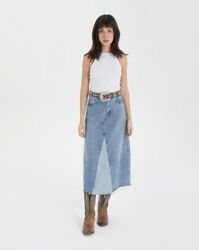 1970s Denim Midi Skirt - Flower Child Wash