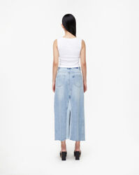 1970s Denim Midi Skirt - Faded Blue Wash