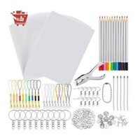 198 Chiếc Thu Nhỏ Nghệ Thuật Giấy Nhiệt Thu Nhỏ Bộ Nhựa Lỗ Đấm Móc Khóa Bút Chì DIY Vẽ