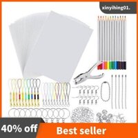 198 Chiếc Thu Nhỏ Nghệ Thuật Giấy Nhiệt Thu Nhỏ Bộ Nhựa Lỗ Đấm Móc Khóa Bút Chì DIY Vẽ