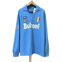 1987-88 Napoli Home Áo đấu cổ điển dài tay S-XXL Áo bóng đá ngoài trời nhanh khô