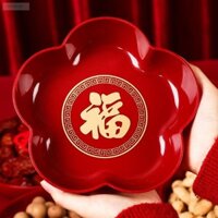 [1992 Lời khen ngợi của mọi người] Nhân vật chúc phúc lễ hội năm mới Đĩa trái cây khô dày Phòng khách Đồ dùng năm mới của Trung Quốc Lễ hội mùa xuân Trang trí ngày đầu năm mới Đĩa trái cây đỏ [Đánh giá của mọi người năm 1992] Lễ kỷ niệm và phước lành của