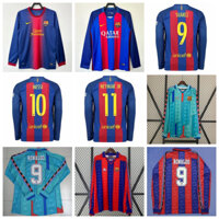 1996-97 12-13 16-17 Mùa giải Barcelona Retro Sân khách dài tay Áo bóng đá Ronaldo Messi Iniesta Suarez Neymar Áo sơ mi