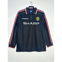 1998 Manchester United Đen Dài Tay Áo Bóng Đá Tay Cao Cấp Phiên Bản Thái Lan Bộ Đồ Tập Luyện Retro Áo Bóng Đá Đen S-XXL