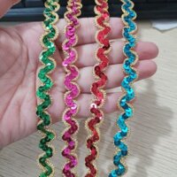 1cm Ren Nhỏ Hình Chữ S Cong Viền Kim Sa Lấp Lánh Cong Thắt Lưng Quần Áo Viền Phụ Kiện Opera Mũ Đội Đầu Dây Trang Trí Sóng Ren
