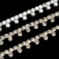 1cm Rộng Hình Chữ T Ngắn Tua Rua Thủy Tinh Kim Cương Giả Hoa Dây Xích Zircon Móng Vuốt DIY Quần Áo Giày Mũ Túi Trang Trí Pha Lê Phụ Kiện