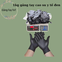 1KG găng cao su tay y tế đen | bao tay y tế nitrile đen có nhám đầu tay chuyên dùng spa, phun xăm,