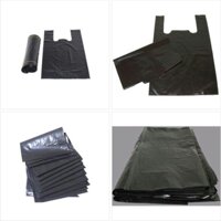 1Kg Túi (Size 40Cm Đựng 10Kg) Nilon Đen Bóng Dẻo Dai Có Quai Sách