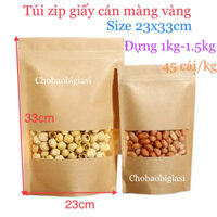 1kg túi zip giấy cán màng vàng 23x33cm đựng 1kg-1.5kg (khoảng 45cái) đựng hạt, bột… chống thấm nước (sp y hình)