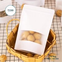1kg túi zipper giấy kraft trắng cửa sổ tràn viên, Túi Zipper đựng thực phẩm_TBshop