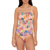 {1M-80} Đồ bơi liền thân, bikini đi biển 1 mảnh họa tiết hoa lá nơ ngực sẵn đệm mút hàng xuất