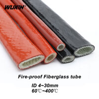 1m Ống Sợi Thủy Tinh Chịu Nhiệt Độ Cao Silicon Nhựa Phủ Sợi Thủy Tinh Bện Tay Chống Cháy Vỏ Ống