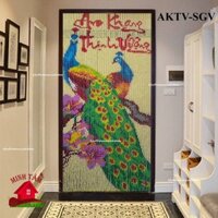 [1mx2m] Màn Hạt Nhựa Công Dương Nền Kem, Rèm Hạt Nhựa, Mành Hạt Nhựa.