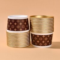 1round bát giấy màu lá vàng dày dùng một lần