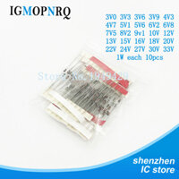 1w (3V đến 33V) 250 Chiếc 25 Giá Trị 1W Zener Diode Các Loại Bộ Phân Loại Mới