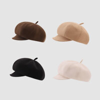 [2-6 Tuổi] Bé Gái Mũ Nồi Xuân Thu Nhật Bản Retro Họa Sĩ Mũ Phù Hợp Với Mặt Nhỏ Hình Bát Giác Mũ A408