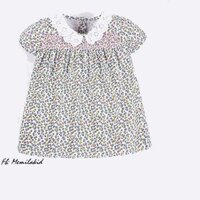 [2-6T] Đầm hè thun cotton smock cổ sen ngắn tay bé gái Little Mave [KIG6T-115]