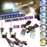 2 Cái / bộ 55W HID Xenon Đèn DC 12V H1 H3 H7 H11 9005 9006 Bóng Đèn Chuyển Đổi Tự Động H4 Hi-Low Beam 4300k 5000k 6000k 8000k 10000k 12000k 30000K