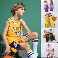 2 Cái / bộ Áo Bóng Rổ NBA Bé Trai Lakers Số 23 LeBron James Jersey Bộ Đồ Thể Thao Áo + Quần Short 3XS-2XL