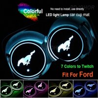 2 Cái / bộ Phù Hợp Cho Xe Ford Mustang Đầy Màu Sắc Dạ Quang Cốc Nước Thảm Đèn LED Đèn Giá Đỡ Cốc Thảm Miếng Lót Chai Đồ Uống Sửa Đổi Nội Thất Ô Tô Trang Trí