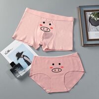 2 cái đồ lót cặp đôi chất lượng cao cotton sexy bộ quần lót mềm cho nam và nữ thoáng khí dễ thương pig boxer briefs bộ đồ lót