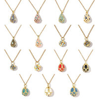 ((2 Cái / Giá) 18k Vàng Thật Giữ Màu Đồng Zircon Giọt Nước Mắt Trứng Phục Sinh Vòng Cổ Mặt Dây Chuyền Nữ Men Bóng Tự Làm Phụ Kiện Trang Sức