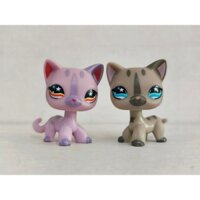 2 Cái / lốc LPS Đồ Chơi Littlest Pet Shop Mèo Nâu Tím #933#468 Nhân Vật Động Vật