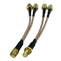 2 CÁI RG316 SMA đến 2x SMA Nam Cắm & Jack Nữ Loại Y Bộ Chia Đầu Nối Dây Uốn Thiết Bị Đầu Cuối RF Jumper Đuôi lợn Cáp 4inch ~ 10FT