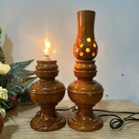 2 Cây Đèn Gỗ Cao Để Bàn Thờ 25Cm - Đèn Bàn Thờ Đông Phương Fatima (NCDS-0129)