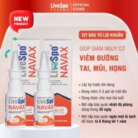 2 chai LiveSpo NAVAX Chuyên Dụng Dạng Xịt Mũi Cho Trẻ Viêm Đường Tai, Mũi, Họng – bình xịt nhựa 30ml – Nước muối sinh lý cho bé sơ sinh chứa Bào Tử Lợi Khuẩn