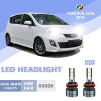 2 CHIẾC CHO PERODUA Alza 2014 H11 H7 LED Siêu Sáng Hi / Lo Beam Đèn Pha Đèn LED Bóng Đèn Trắng