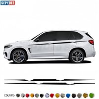 2 Chiếc Cửa Bên Trên Sọc Miếng Dán Eo Đường Thân Đồ Họa Sợi Carbon Decal Cho Xe BMW X5 F15 M Hiệu Suất F85 Phụ Kiện