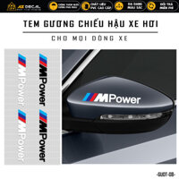 [2 Chiếc] Decal Gương Dán Xe Hơi Thiết Kế MPower | GUOT08 | Tem Dán Xe Ô Tô Oto Xe Tải Taxi Chống Nước Bền Màu -  Azdecal