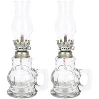 2 Chiếc Đèn Dầu Bão Đèn Vintage Mộc Mạc Dầu Đèn Lồng Thủy Tinh Dầu Hỏa Hỗ Trợ Bán Buôn