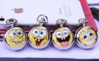 2 Chiếc Đồng Hồ Bỏ Túi Thạch Anh SpongeBob Cho Bé Trai Bé Gái Đồng Hồ Bỏ Túi Nhỏ Tráng Men Thép Màu Trắng Với Đồng Hồ Bỏ Túi Tráng Gương