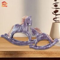 2 Chiếc Gỗ Ngựa Tượng Nhỏ Động Vật Đồ Trang Trí Mới Lạ Quà Tặng Sinh Nhật Bập bênh Tượng Ngựa Cho Kệ Sách Phòng Ăn Lễ Hội