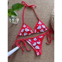 2 Chiếc HelloKitty Sanrio Bikini Bộ Hoạt Hình Dễ Thương Y2K Bãi Biển Mùa Hè Mềm Bên Quai Quần Lót Gợi Cảm Bikini Kawaii Đồ Bơi Cô Gái Quà Tặng