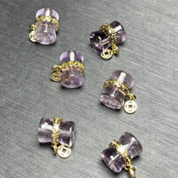 2 Chiếc Thạch Anh Tím Tự Nhiên Mặt Dây Chuyền Tiền Pha Lê Chữa Bệnh Đá Trang Sức Thủ Công Trang Trí Nhà DIY Cho Mặt Dây Chuyền Vòng Tay 6.5MM