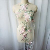 2 Chiếc Xanh Thêu Ren Đính May Hoa Vải Cổ Miếng Dán Áo Cưới Váy Cô Dâu Trang Trí Đồ Thủ Công DIY