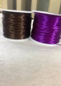 2 CUỘN THUN CO GIÃN MÀU TÍM VÀ ĐEN HOẶC NÂU ĐEN CHUYÊN DÙNG XỎ VÒNG TAY BẰNG ĐÁ NAM NỮ