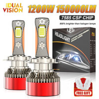 2 Đèn Pha LED 1200W H7 H4 H11 Bóng Đèn Canbus H1 9012 HIR2 H8 H3 9005 HB3 9006 HB4 Công Suất Cao 6000K Đèn Sương Mù Ô Tô 12V K78