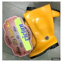 [2 đôi] Ủng cao su cổ cao màu vàng đế đen kho lạnh