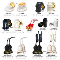 2 Đui đuôi chuôi đèn E27 E14 E12 treo trang trí ốp chếch 45 vuông 90 trong nhà ngoài trời theo lựa chọn như hình ảnh LH-x - 2LH-ODW