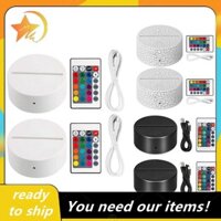 2 Gói Đế đèn LED ban đêm 3D + Điều khiển từ xa + Cáp USB, Giá đỡ hiển thị ánh sáng 16 màu cho Acrylic