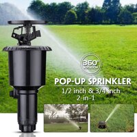 2 in 1 1/2 and 3/4 Inch 360 Degrees Garden Irrigation Sprinkle Plastic Popup Lawn Watering Double Interface Sprinkler