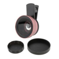 2-in-1 Phone Camera Lens Macro  Wide Angle Lens Clip Carry Pouch - Rose Gold