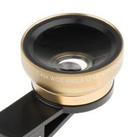 2-in-1 Phone Camera Lens Macro  Wide Angle Lens Clip Carry Pouch - Gold