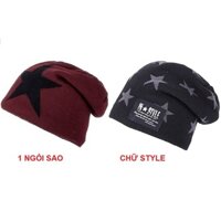 [2 LỚP] Mũ len nón len trùm đầu nam nữ hình sao Style A039 mềm mại lót lông ấm ấp dùng quanh năm